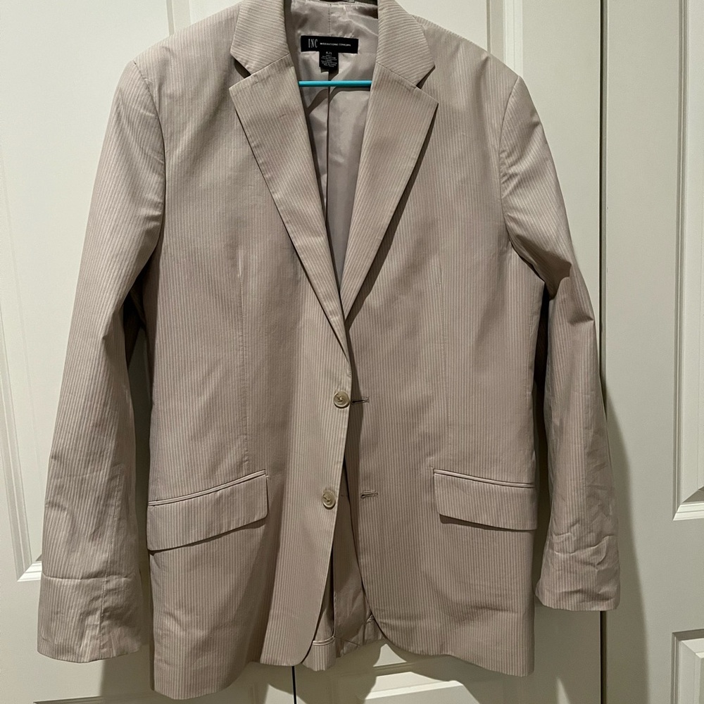 INC International Concepts Tan Striped Blazer, 42L